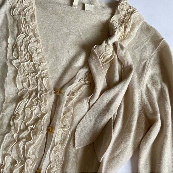 Moth Cream Ruffled Cardigan - Picture 2 of 5